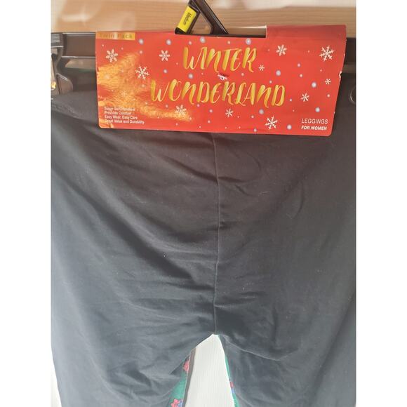 Just One Winter Wonderland Christmas Tree Two Pack of Leggings, Women's Medium - Picture 4 of 5